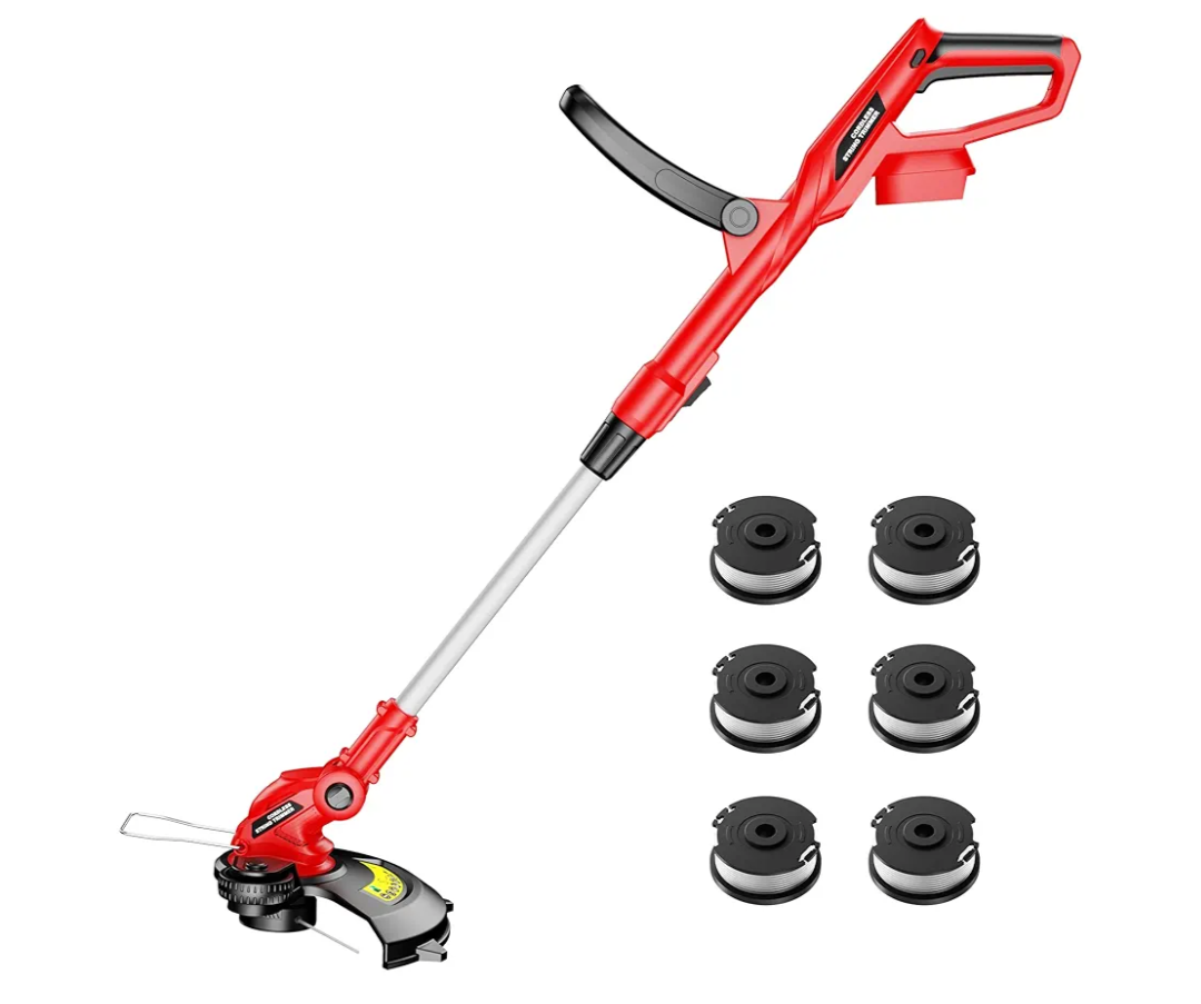 Cordless String Trimmer Compatible with Milwaukee M18 18V Battery, 12-Inch Weed Wacker Cordless, Auto Line Feed, Electric Weed Eater Battery Powered, Grass Trimmer w/ 6 Line Spools (Tool Only)