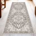 Washable Runner Rug 2.5x8 | Non Slip Rug Runners for Hallways, Entryways, Kitchens, Bathrooms, Bedrooms | Ultra-Soft Flannel Carpet Runners with Rubber Backing (Brown, 2.5x8)