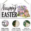 2 x Easter Wall Hanging Decor, Decorative Wall Plaque, Easter Eggs Sign, Easter Bunny Decor, Spring Decor Art, Rustic Door Hanger, Easter Home Wall Decor for Front Door Porch, Happy Easter Gift