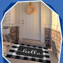 Geelin 2 Pcs 30'' x 18'' Doormat 43'' x 27.5'' Buffalo Plaid Outdoor Rug Layered Front Door Mat Outside Entrance Welcome Door Mats for Indoor Outdoor(Hello)