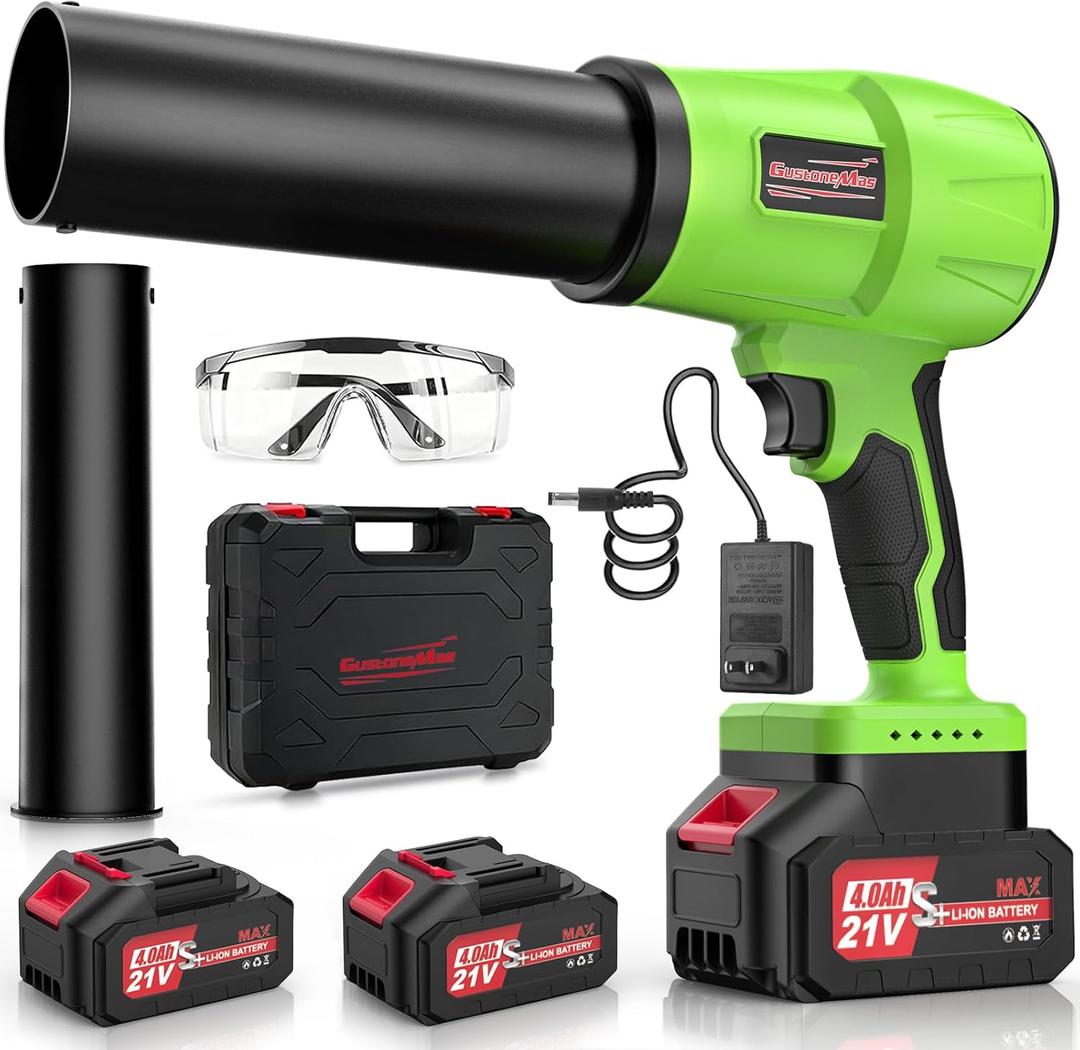 Brushless Leaf Blower Cordless, 980,000RPM, with 2 Batteries and Charger, Adjustable Speed, Lightweight, Handheld Electric Turbo Jet Blower Portable for Patio Cleaning, Lawn Care, Yard, Leaves, Dust