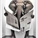 KOEUIRW Funny Elephant Bathroom Canvas Wall Art Cute Elephant In Toilet Posters Black and White Animal Prints Painting Maximalist Mid Century Modern Aesthetic Wall Decor for 24x36in Unframed