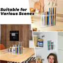 2PCS Straw Holder for Cabinet Door, Acrylic Straws Organizer Transparent Storge Container for Kitchen Counter Cupboard, Straws Storage Dispenser with Double-Sided Tape