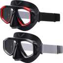 Fabbay 2 Pcs Adults Swimming Goggles with Nose Cover Fabric Elastic Strap Scuba Snorkel Diving Mask Goggle Swim Snorkel (Gray, Red)