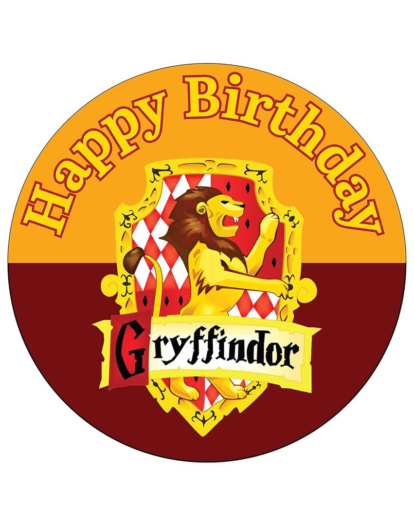 7.5 Inch Edible Cake Toppers Harry Potter Gryffindor Crest White Themed Birthday Party Collection of Edible Cake Decorations