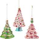 5 Inch Blushing Tree Ornament - Glass Set of 3 Assorted