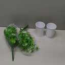 2 Pack Artificial Plants Outdoor Clover Plant Four Leaf with Boston Fern Mason Jar Table Centerpiece, Fake Bushes Shrubs Plants Centerpiece Decor for St. Patrick's Day Spring Garden Home Farmhouse