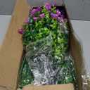 Hananona 24 Pcs Artificial Flowers Outdoor, Faux Artificial Plants UV Resistant Plastic Flower Bulk for Hanging Planter Porch Window Home Wedding Summer Decor (24, Fuchsia, Purple, Yellow, Green)