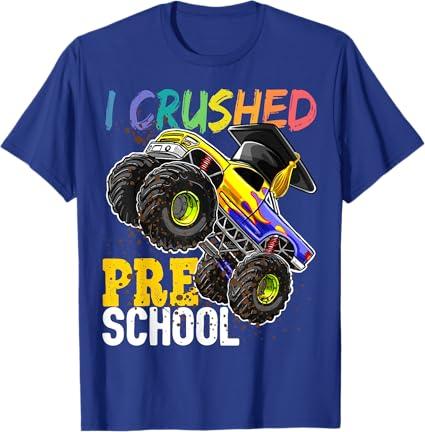 I Crushed Preschool Monster Truck Graduation Cap Gift Boys T-Shirt 4T Blue