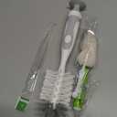 CAREBABYMORE Baby Bottle Brush with One Base Hidden Nylon Nipple Cleaner, 2 Pcs Sponge Nipple Brushes, 2 Pcs Straw Brushes, Bottle Brush with Nipple Cleaner and Suction Cup (Gray)