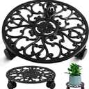 11 Inch Rolling Plant Stand with Wheels Wrought Iron Rolling Plant Stand with Casters Heavy Duty for Indoor Plants Rollers Base Metal Round Plant Dolly withWheels 1 Pack