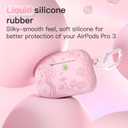 3 x for AirPods Pro 3 Case (2025) DamonLight Daisy Floral Engraved Shockproof Protective Soft Silicone Case Cover with Cleaning Pen and Keychain for Apple Airpods Pro 3rd Generation (Pink)