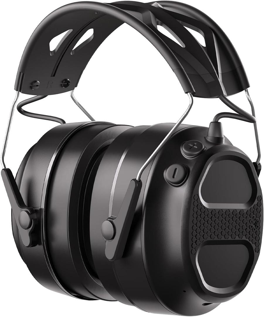 Gel Ear Pad Bluetooth 5.4 Hearing Protection Headphones with Rechargeable Battery 120H Playtime, SNR 30dB Safety Earmuffs Ear Protection for Lawn Mowing, Workshops, Snow blowing