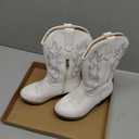 Cowboy Boots for Girls Pointed Toe Kids Cowgirl Boots Mid Calf Western Youth Cowgirl Boots Horse Riding Party for Toddler Little Big Kids 12  (White Rhinestone)