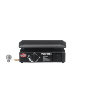 Char-Griller® Flat Iron 1-Burner Portable Propane Gas Flat-Top Griddle with Steel Griddle Top, Includes Electronic Ignition, 265 Cooking Square Inches in Black, Model E8217