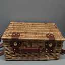 Picnic Basket with Blanket and Wine Pouch for 2 Wicker Picnic Set with Insulated Liner Cooler Bag Hamper for Camping,Wedding - Stripes