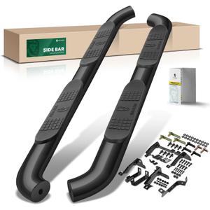 YHTAUTO 4 Inch Running Boards Side Steps Fit Dodge Durango 2011-2017, SUV, Oval Bent Ends Carbon Steel Black Powder, Cab Side Step Rails Truck Bar Step Off-Road Exterior Accessories (Semi-gloss black)