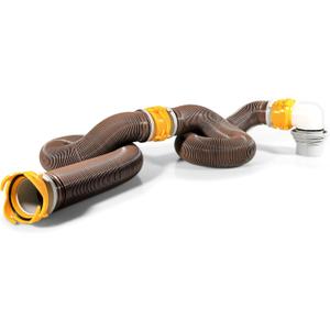 Camco 39625 Revolution 20' Sewer Hose Kit with 360 Degree Swivel Fittings and 4-in1 Elbow Adapter, Ready to Use Kit with Hose and Adapter