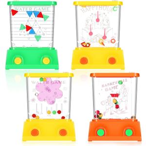 Gejoy 4 Pieces Water Games Handheld Easter Basket Stuffers for Kids Water Ring Toss Handheld Game Mini Retro Pastime Car Toys Fidget Autism Toys for Easter Children Boys Girls Birthday(Classic Style)
