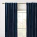 RYB HOME Velvet Curtains 63 inches Length, Back Tab & Rod Pocket Soft Fabric Curtains & Drapes for Bedroom Bathroom Cafe, Navy Blue, W 42 x L 63, 2 Panels Set
