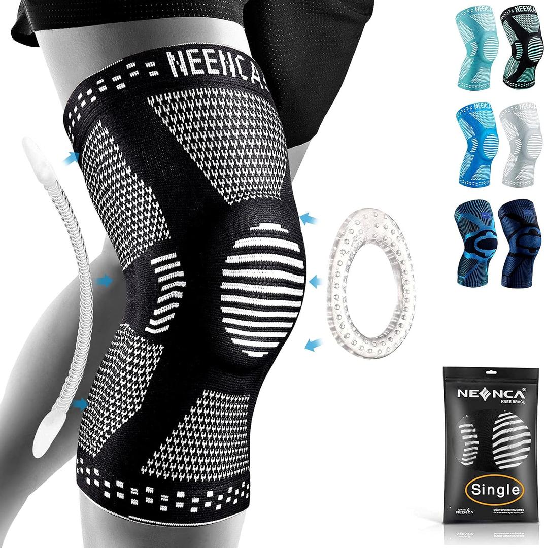 NEENCA Professional Knee Brace for Women/Men, Knee Support with Patella Pad & Side Stabilizers, Compression Knee Sleeve for Knee Joint Pain, Meniscus Tear, ACL, PCL, Runner, Workout (Black, S)
