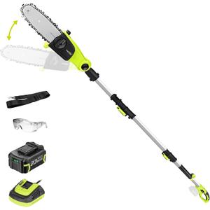 SnapFresh Cordless Pole Saw, 20V Brushless Tree Trimmer with 4.0Ah Battery | UL Certificated Battery & Charger, 23 Ft/s Cutting Speed, 3 Adjustable Cutting Angles, 8" Cutting Bar, 13 Ft Reach, Auto-oil