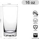 Drinking Highball Glasses Set of 6, 16oz Crystal Water Glasses