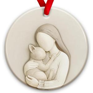 3 x Cat Christmas Ornament 2025  Just a Girl Who Loves Kitten, Pet Lover Xmas Tree Ceramic Keepsake - Sympathy Ornament Gifts for Cat Moms, Girls, Women