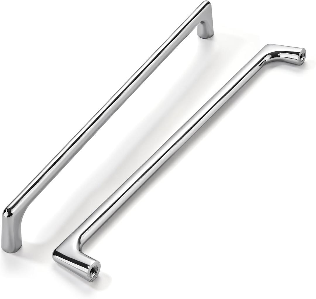 LIMUR 6 Pack 10 Inch (256 mm) Hole Center Polished Chrome Cabinet Pulls - Solid Zinc Alloy Kitchen Cabinet Handles, Drawer Pulls,Drawer Handle, Wardrobe & Dresser Handles, Cupboard Hardware