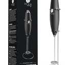 Bean Envy Milk Frother Handheld for Coffee - Electric Hand Blender, Mini Drink Mixer Whisk & Coffee Foamer Wand with Stand for Lattes, Cappuccino, Matcha and Hot Chocolate - Kitchen Gifts - Black