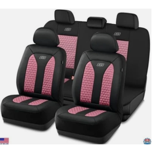 Skechers Memory Foam Car Seat Covers - Hexcomb Design, Breathable, Airbag Safe, Pink, Full Set