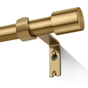 Brass Gold Curtain Rods for Windows 72 to 144, 1 Inch Decorative Antique Brass Curtain Rod Heavy Duty with Adjustable Length & Easy Installation
