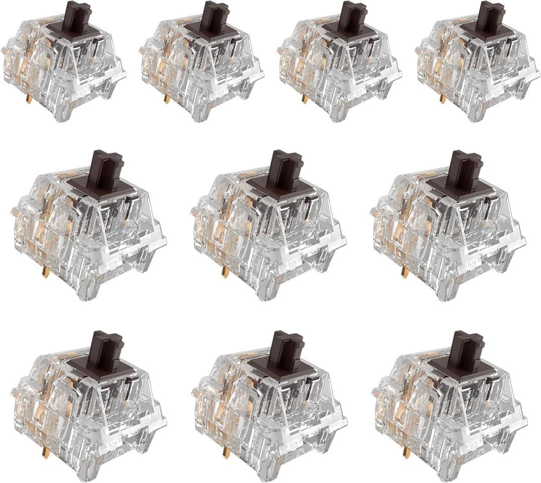 ZhouWang Crystal Brown Switch 3 Pin 50gf Pre-Lubricated, Dustproof Tactile Switch, Suitable for RGB, Mechanical Gaming Keyboards MX Mechanical Keyboard (72PCS)