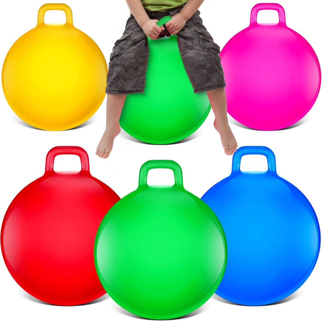 Sratte 6 Pcs Hopper Ball with Handle Bouncing Marble Bouncy Balls Hopping Toys Inflatable Jumping Toy for Jumping Sport Hop Boys Girls Gifts Party Favors(Cute Color)