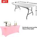 IVAPUPU 2 Pack 6FT Table Cloth for Rectangular Fitted Events Stretch Pink Table Covers Washable Spandex Spring Tablecloth Protector for Party, Wedding, Cocktail, Banquet, Festival