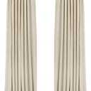 INOVADAY 100% Blackout Curtains for Bedroom, Black Out Curtains 90 Inch Long, Clip Rings Linen Blackout Drapes, Thermal Insulated Room Darkening for Living Room, 2 Panels - Cream,W50xL90