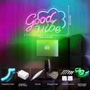 Good Vibe Neon sign Led Neon Lights Pink Wall Decor for Bedroom Led Sign USB Powered for Wall Decor Dimmable for Christmas Thanksgiving Birthday Party Girls Gifts