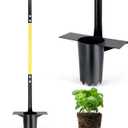 Jardineer Bulb Planter Tool Long Handle, Heavy Duty Stainless Steel Garden Transplanter with Ergonomic Handle, Ideal for Planting Bulbs, Seedlings, Flowers & Vegetables, Durable Gardening Hand Tool (single)