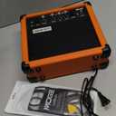 20W Electric Bass Guitar Amplifier Orange Bass Amp Portable Travel Mini Practice Amp Headphone Jack Aux Treble Middle Bass MP3 with 3m Noiseless Cable Adapter Picks Earphone Aux Cable in