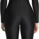 Women's Long Sleeve Unitard Dance Costume Spandex Full Body Suits One Piece Jumpsuits (Medium, Black)