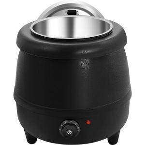 10.5QT Soup Warmers, Commercial Soup Kettle Electric Soup Pot with Stainless Steel Hinged Lid and Detachable Insert Pot, Temperature Control Knob for Restaurants and Party, Catering (Black)