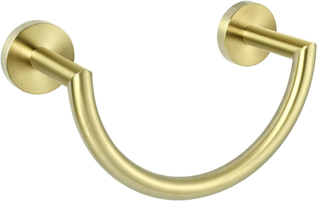HouseAid Stainless Steel Towel Ring for Bathroom, Hand Towel Holder, Modern Semi-Circular Hand Towel Rack, Wall Mounted, Brushed Gold