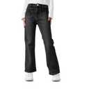 Haloumoning Girls High Waisted Jeans Straight Leg Stretch Demin Pants Cute Casual Trousers with Pockets Black 130
