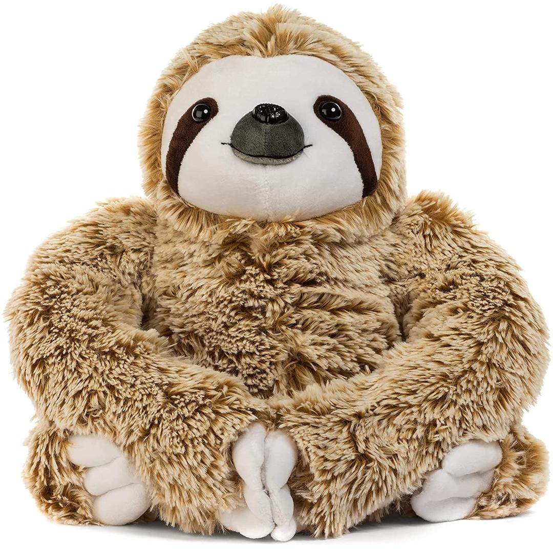 Realistic Sloth Stuffed Plush Toy Animal - Cuddly, Huggable, Silky Fur - Cute Brown Three Toed Sloth for Girlfriend Birthday Gift
