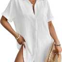 Bsubseach Women Swimsuit Coverup Shirt Dress Button Down Bathing Suit Cover Up Beach Vacation Outfits (White, S)