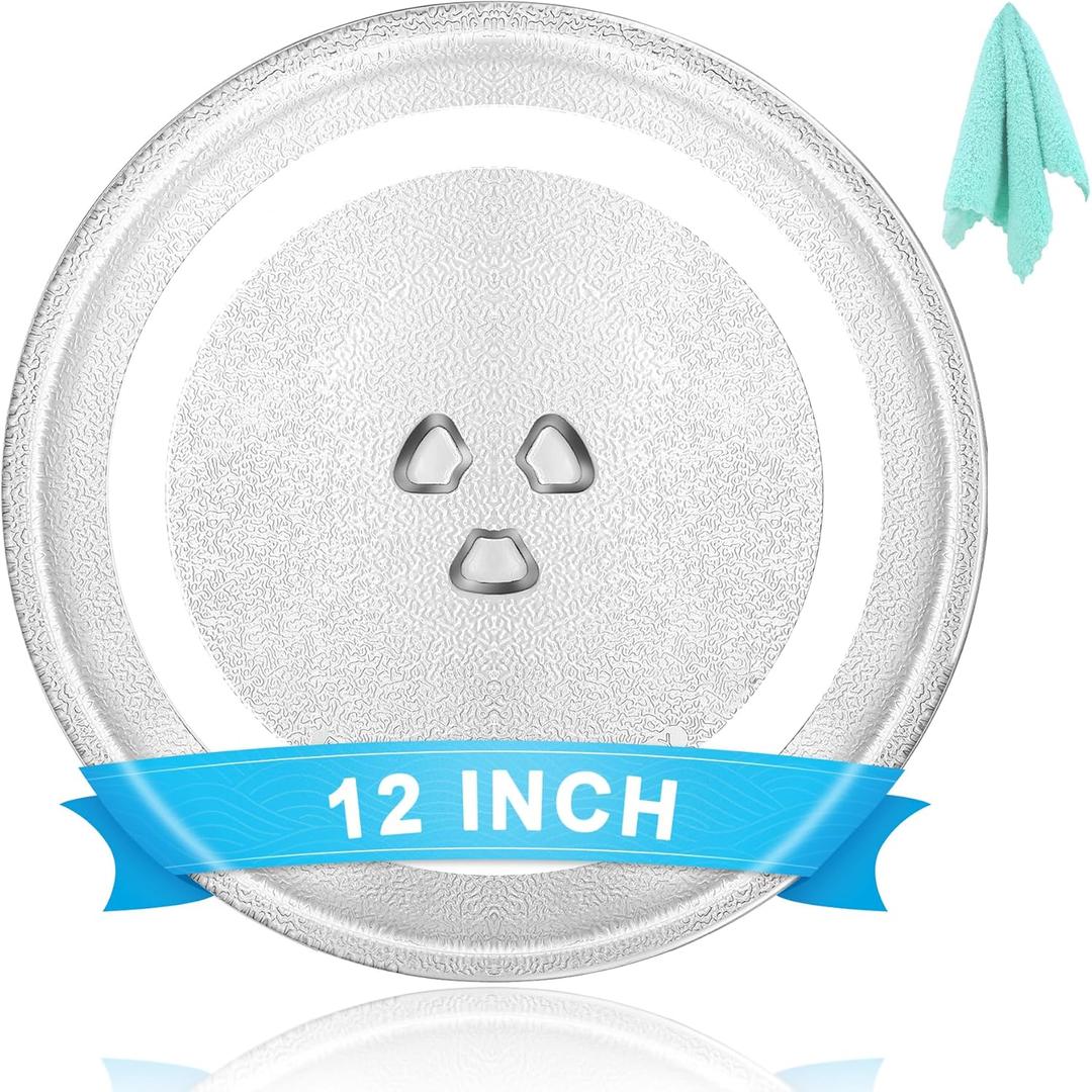 12" Microwave Plate Replacement Glass Turntable | Fits GE, Panasonic, LG, Whirlpool, Maytag, Cuisinart & More