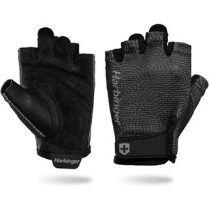 Harbinger Power Gloves 3.0 - Durable Half Finger Weightlifting Gloves with Adjustable Wrist Closure, Breathable Leather Palm, Small, Women's (Carbon)