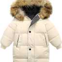 amropi Kids Girls Coats Hooded Puffer Jacket Winter Warm Parka Overcoat, 140 