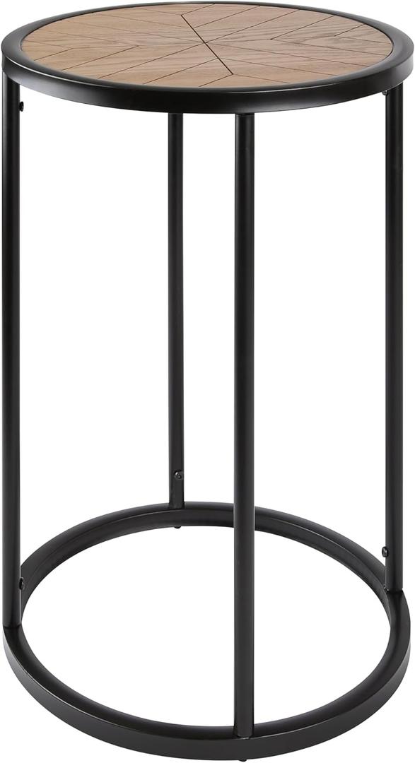 Canarm Birkett Round Metal Side Table, 15.75" W x 15.75" H x 23.63" D - Casual Living Room & Bedroom Pedestal End Table in Brown with Easy Assembly