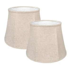 Double TOOTOO STAR Brown Lamp Shade Set of 2, Large Drum Lampshade for Floor Light and Table Lamp 10x14x10 inch, DIY Fabric Natural Linen Hand Crafted, Spider (Brown, 10 x 14 x 10.5 inch)